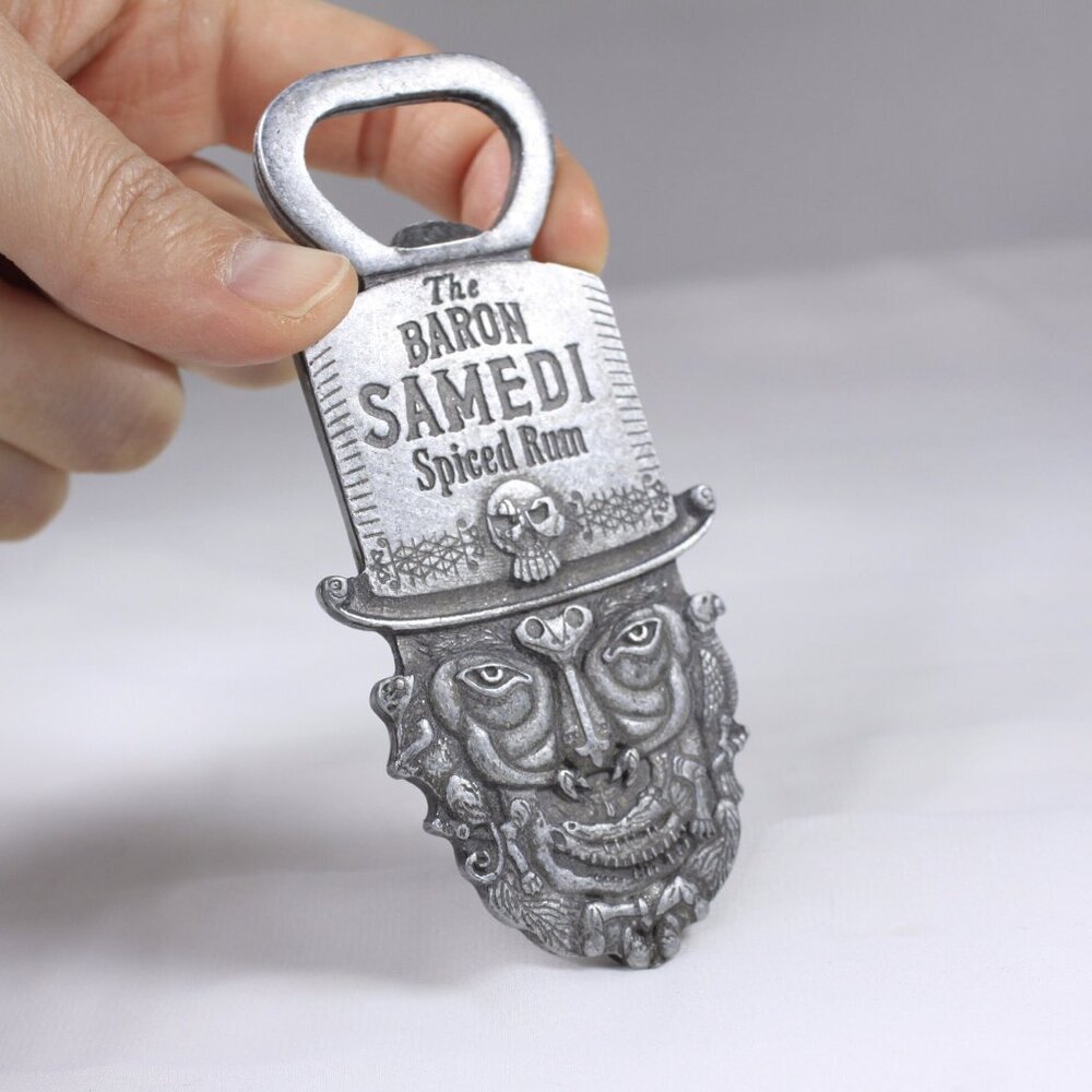 Baron Samedi spiced rum bottle opener, collectible liquor advertising opener,